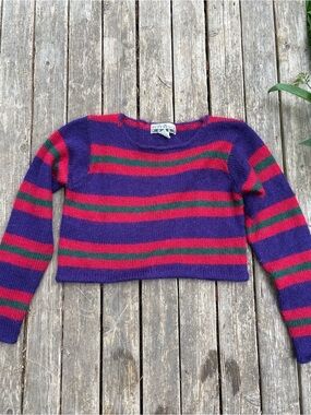 Y2K Cropped Stripe Women’s Wool Sweater